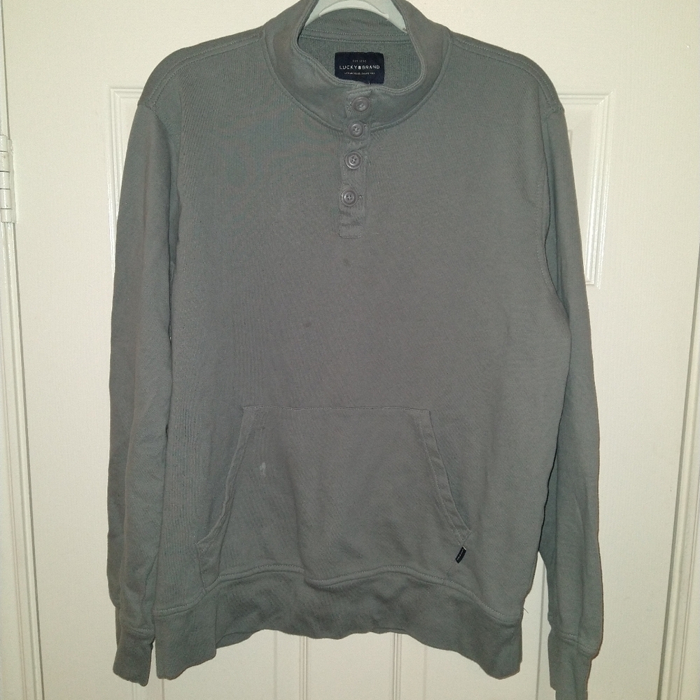 Lucky Brand Quarter Button Up Pullover Sweatshirt Men's sz Large.